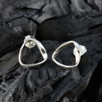 Plain-Moroccan-María-plain-Stud-Gray-925-Silver-Earring