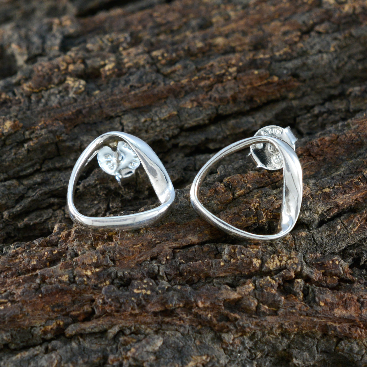 Plain-Moroccan-María-plain-Stud-Gray-925-Silver-Earring