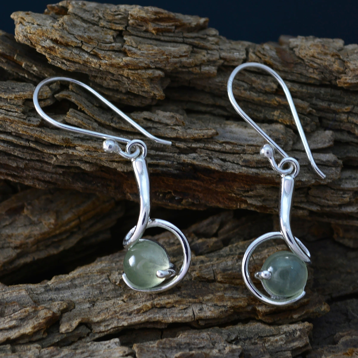 Prehnite-African-Yasmine-Solitaire-Dangle-Green-925-Silver-Earring