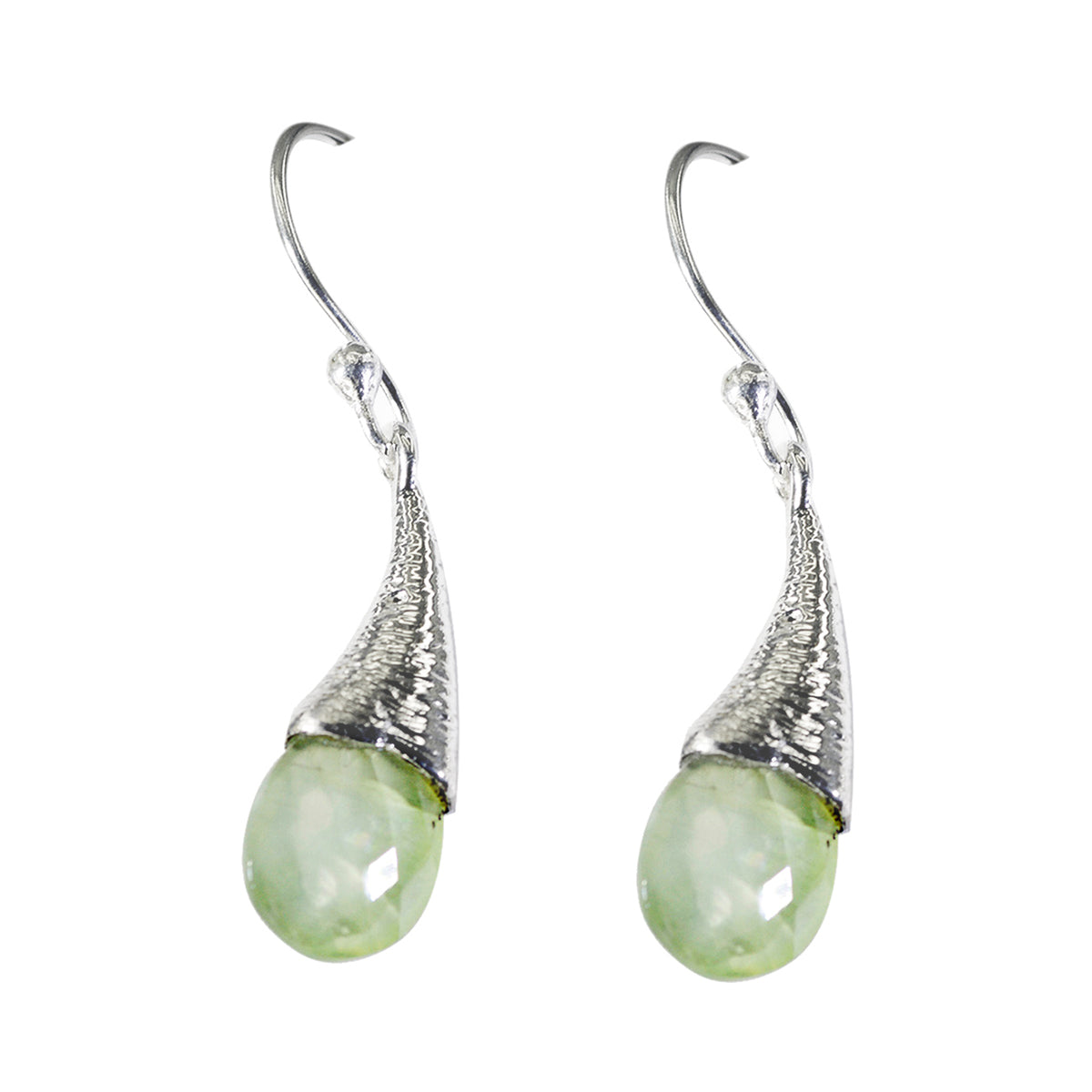 Prehnite-Moroccan-Zoey-Solitaire-Dangle-Green-925-Silver-Earring Главное изображение товара