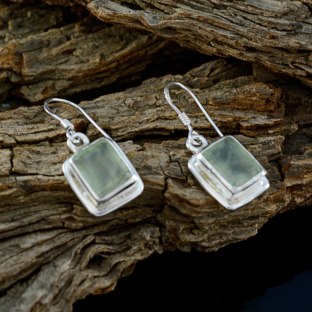 Prehnite-Japanese-Emi-Solitaire-Dangle-Green-Sterling-Silver-Earring