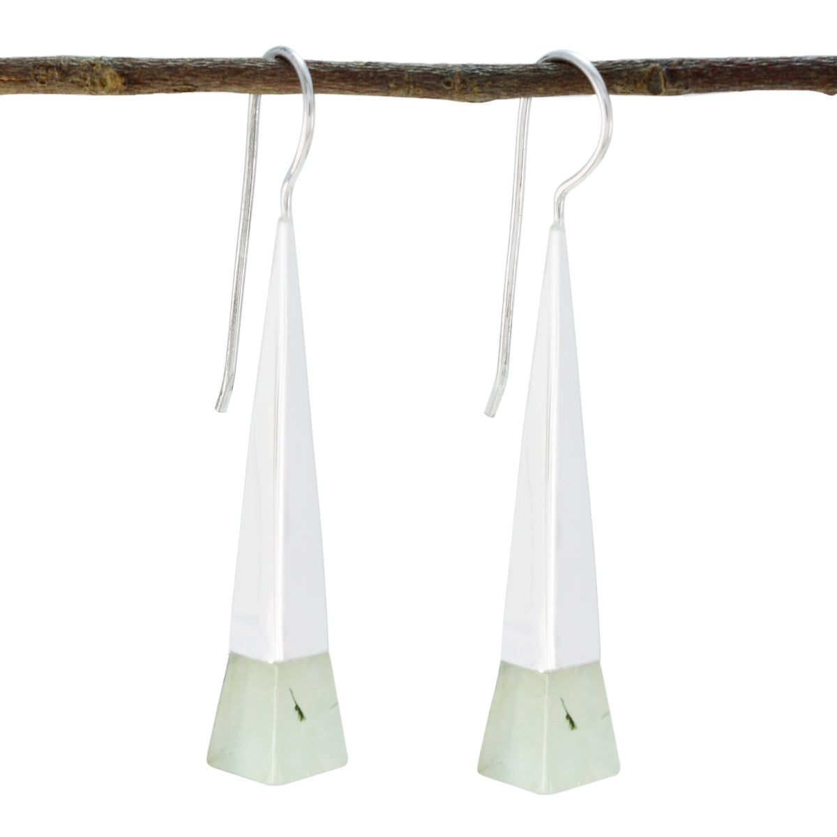 Prehnite-Japanese-Ayaka-Solitaire-Dangle-Green-92.5-Silver-Earring Huvudsaklig produktbild