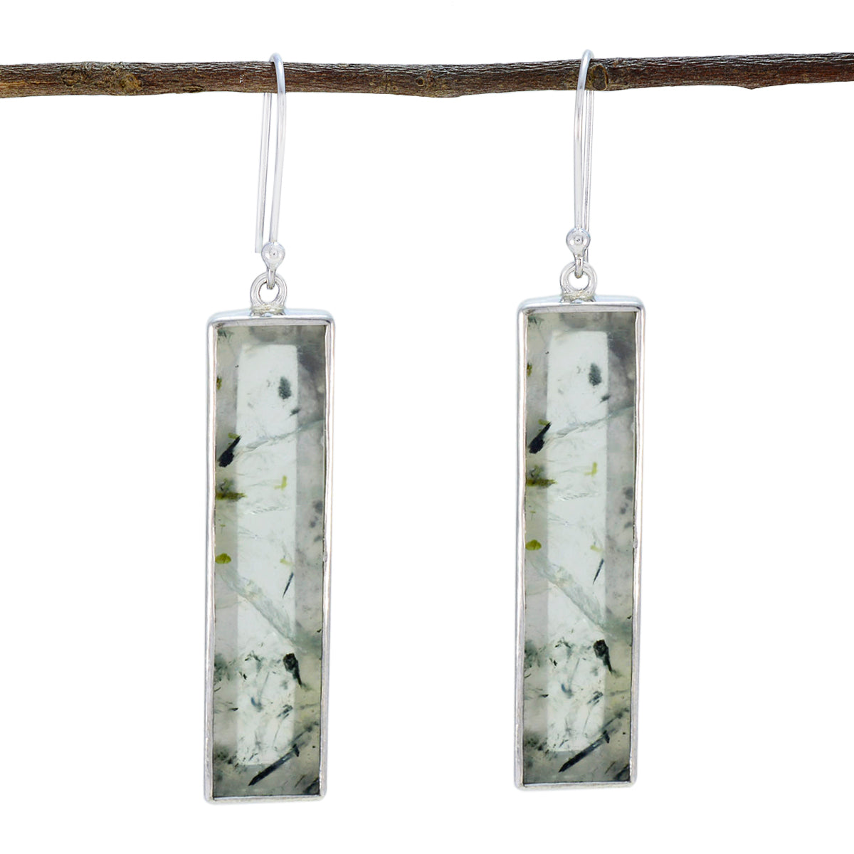 Prehnite-Italian-Ha-eun-Solitaire-Dangle-Green-925-Sterling-Silver-Earring Image principale du produit