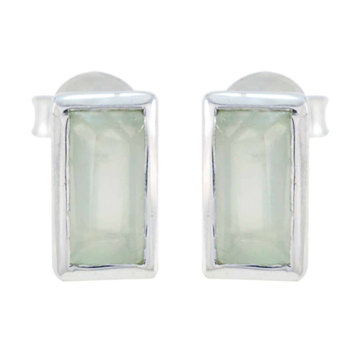 Prehnite-Mexican-Harper-Solitaire-Stud-Green-925-Silver-Earring Главное изображение товара