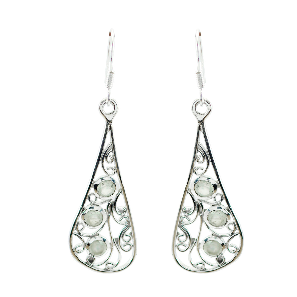 Prehnite-Australian-Sofía-multiple-Dangle-Green-Silver-Earring