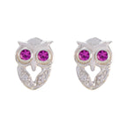 Ruby-CZ-Australian-Harper-multiple-Stud-Pink-925-Sterling-Silver-Earring