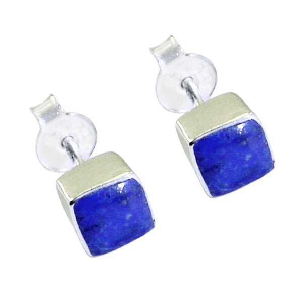 Lapis-Lazuli-Middle-Eastern-Yan-Solitaire-Stud-Blue-925-Sterling-Silver-Earring