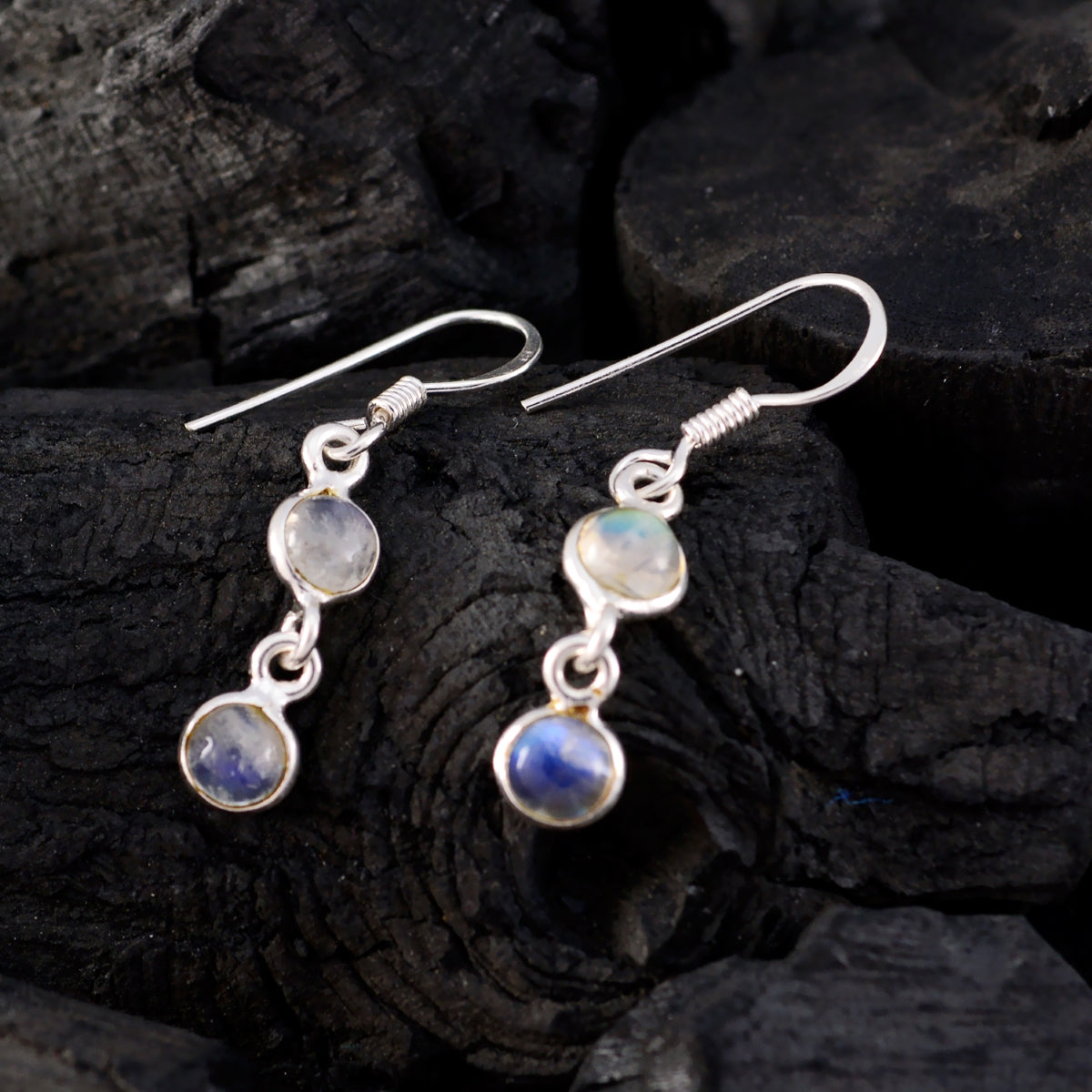 Rainbow-Moonstone-Spanish-Hua-multiple-Dangle-White-Silver-Earring