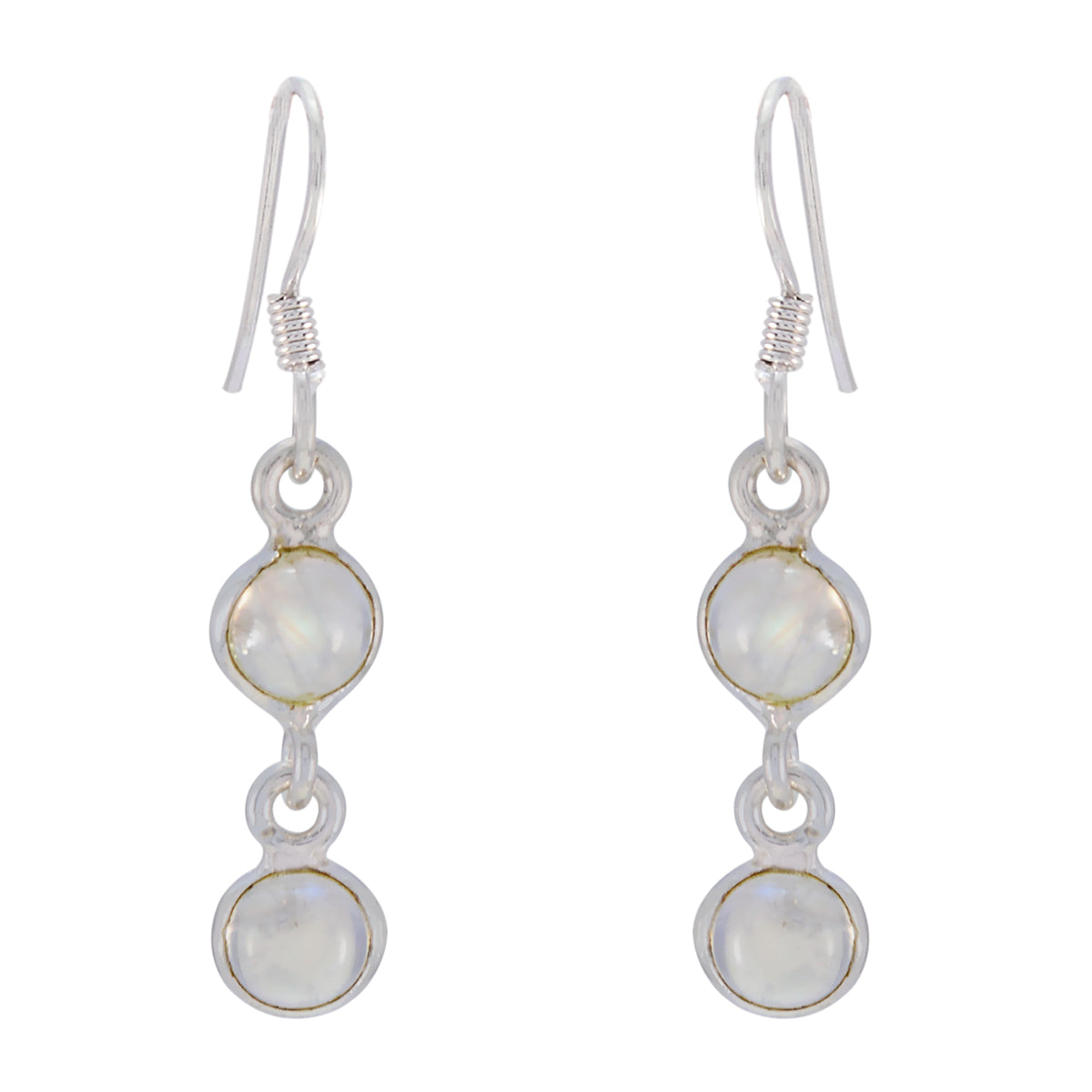 Rainbow-Moonstone-Spanish-Hua-multiple-Dangle-White-Silver-Earring Главное изображение товара
