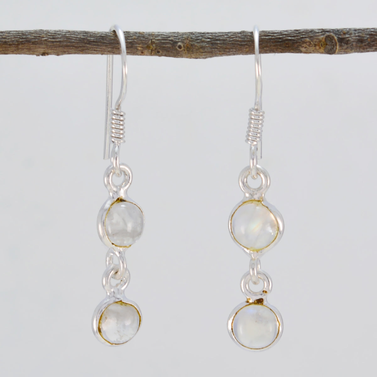 Rainbow Moonstone Spanish Hua multiple Dangle White Silver Earring Второстепенное изображение товара