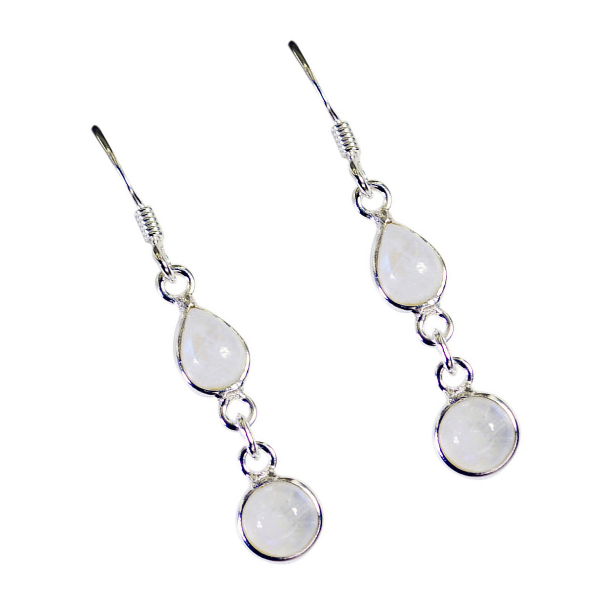 Rainbow Moonstone Egyptian Natalie multiple Dangle White Sterling Silver Earring Secondary image