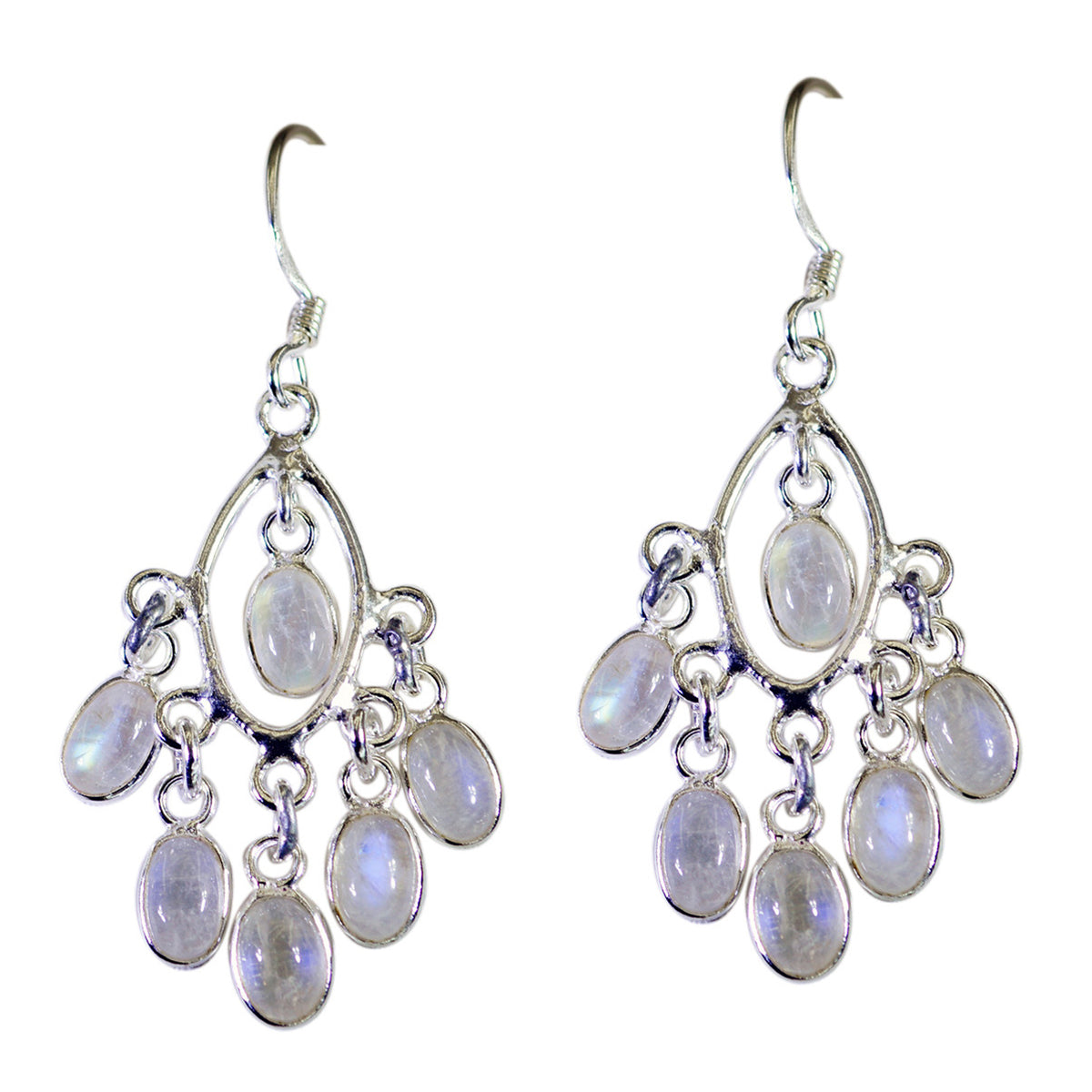 Rainbow-Moonstone-French-Jia-multiple-Dangle-White-Silver-Earring Main image