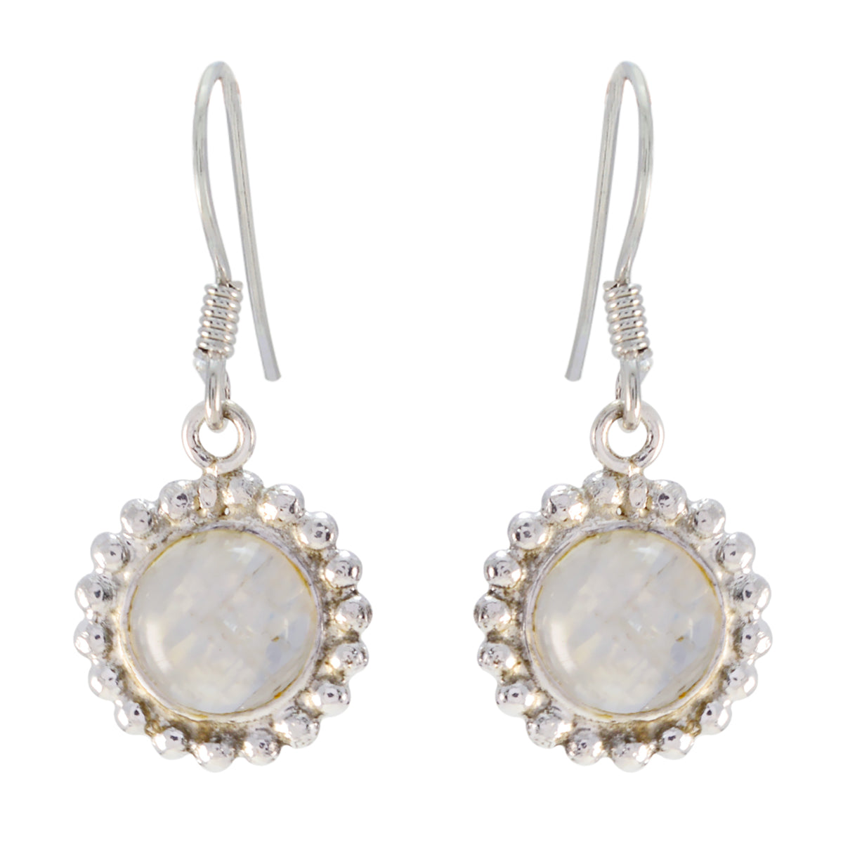 Rainbow-Moonstone-Mexican-Rosa-multiple-Dangle-White-Sterling-Silver-Earring Image principale du produit