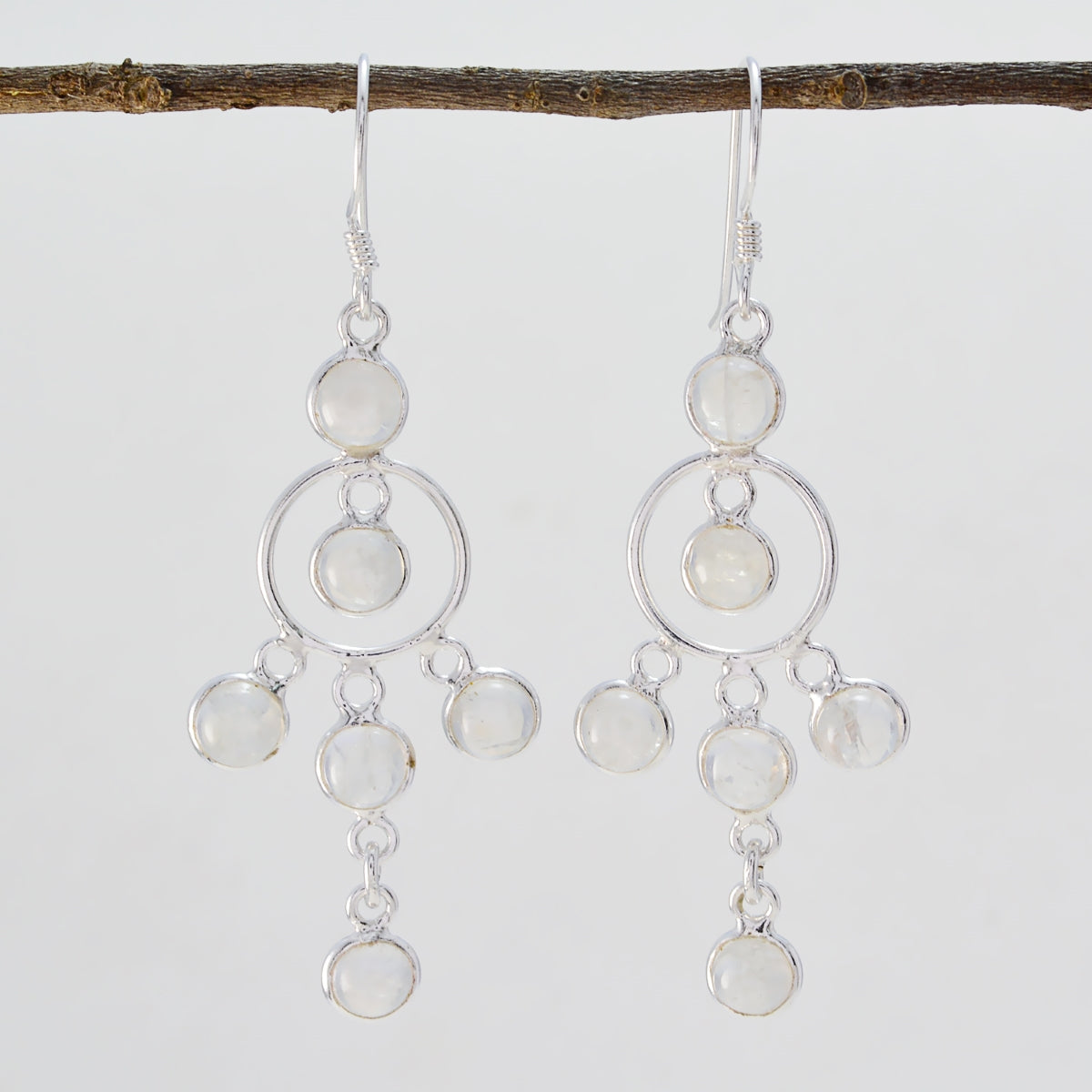 Rainbow-Moonstone-Japanese-Nari-multiple-Dangle-White-925-Silver-Earring