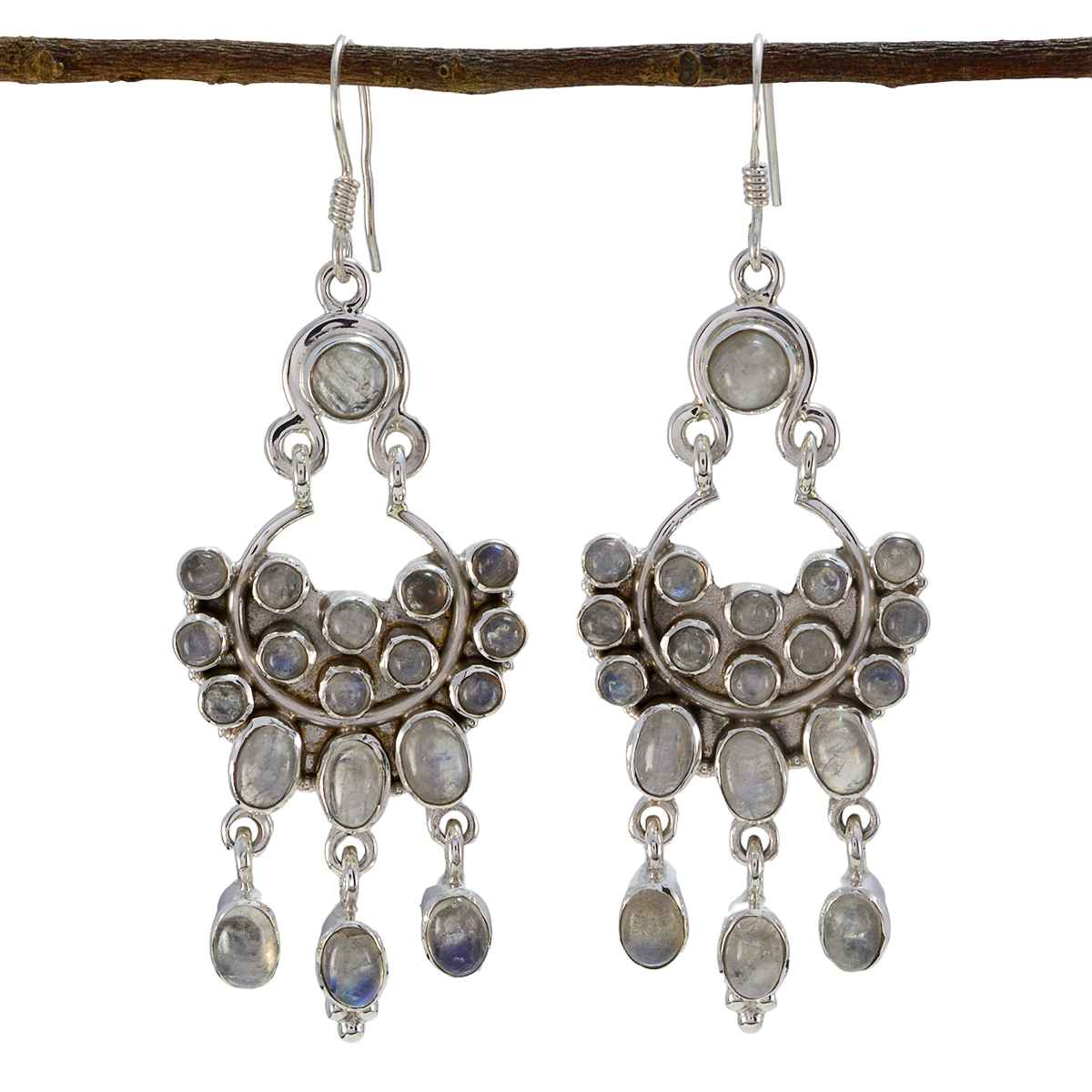 Rainbow-Moonstone-Middle-Eastern-Seo-yeon-multiple-Dangle-White-Silver-Earring Главное изображение товара