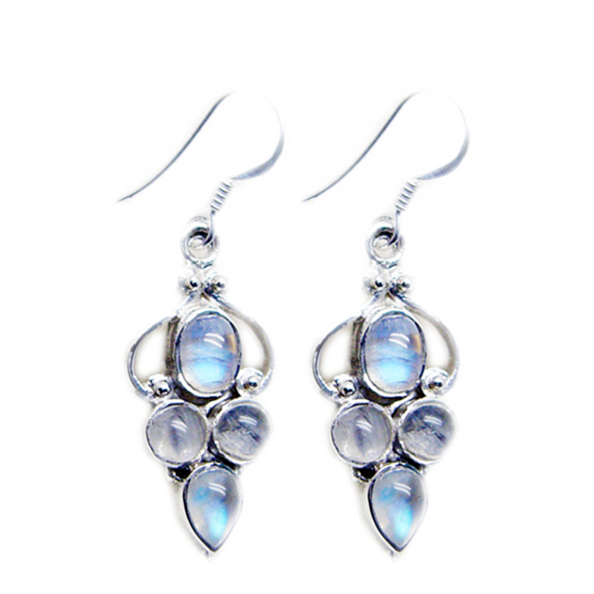 Rainbow-Moonstone-Australian-Wen-multiple-Dangle-White-92.5-Silver-Earring Huvudsaklig produktbild