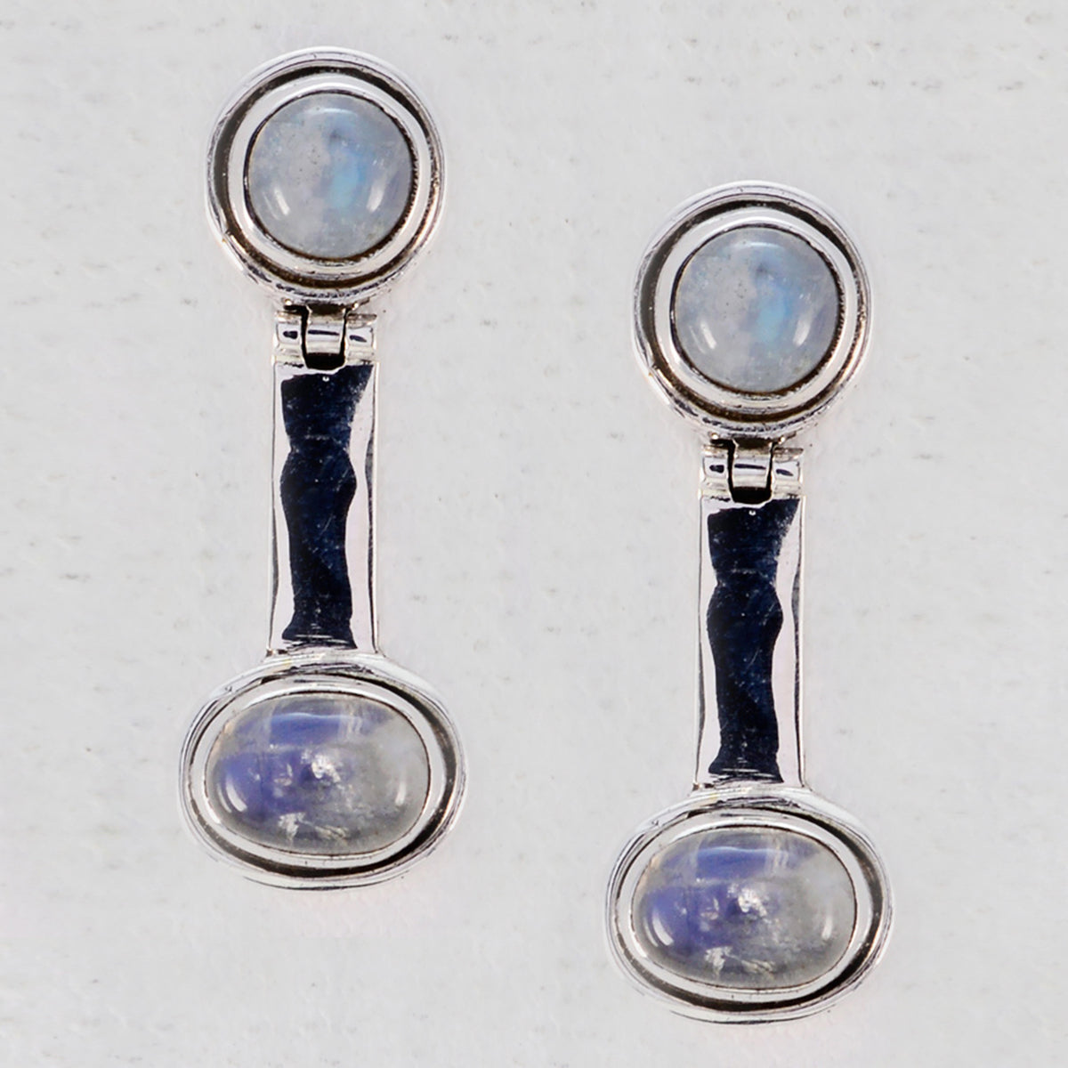 Regenbogen-Mondstein-Ägyptischer Renata-Mehrfach-Ohrstecker-Weiß-Sterling-Silber-Ohrring