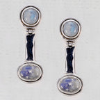 Regenbogen-Mondstein-Ägyptischer Renata-Mehrfach-Ohrstecker-Weiß-Sterling-Silber-Ohrring