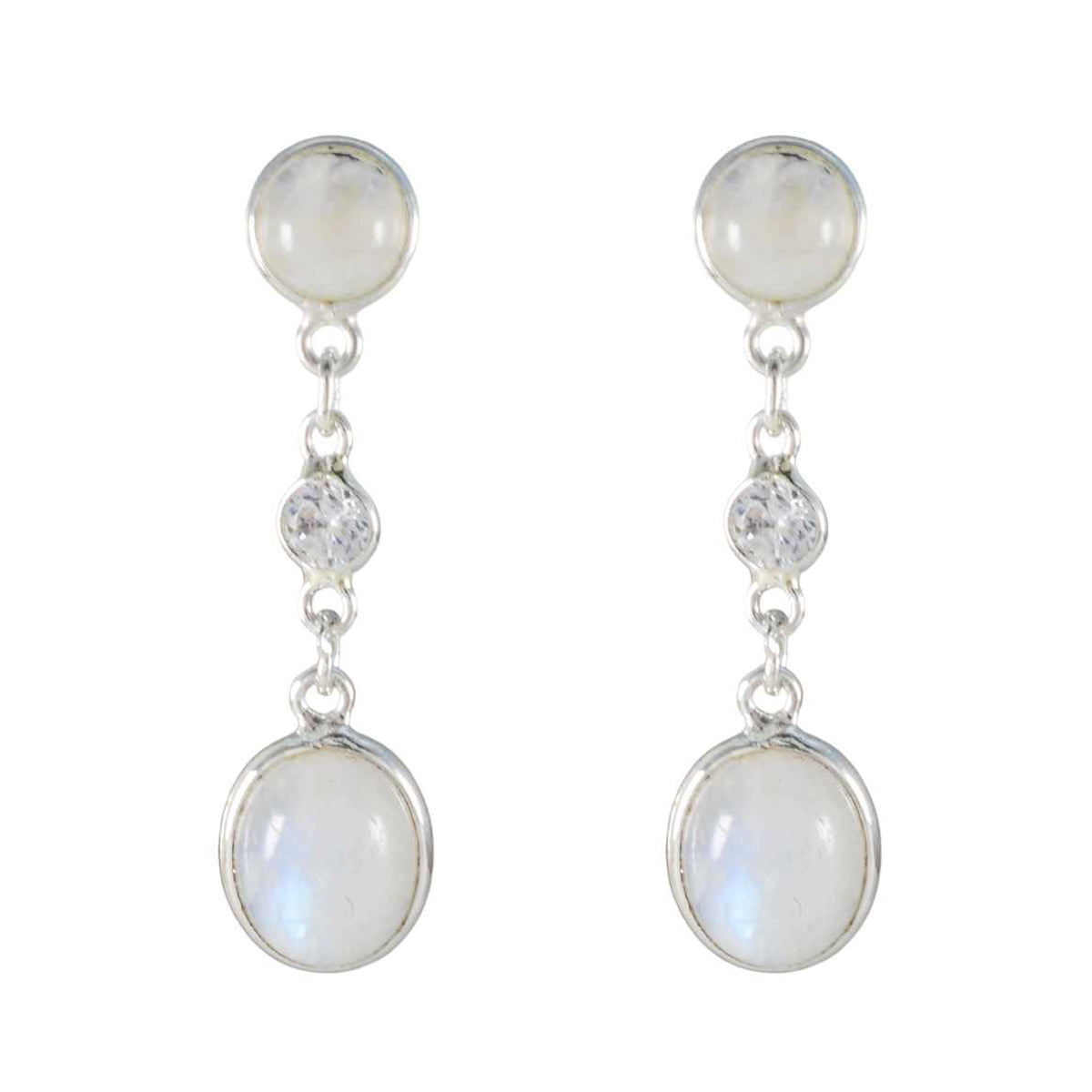 Rainbow-Moonstone-German-Yuki-multiple-Stud-White-925-Silver-Earring Main image