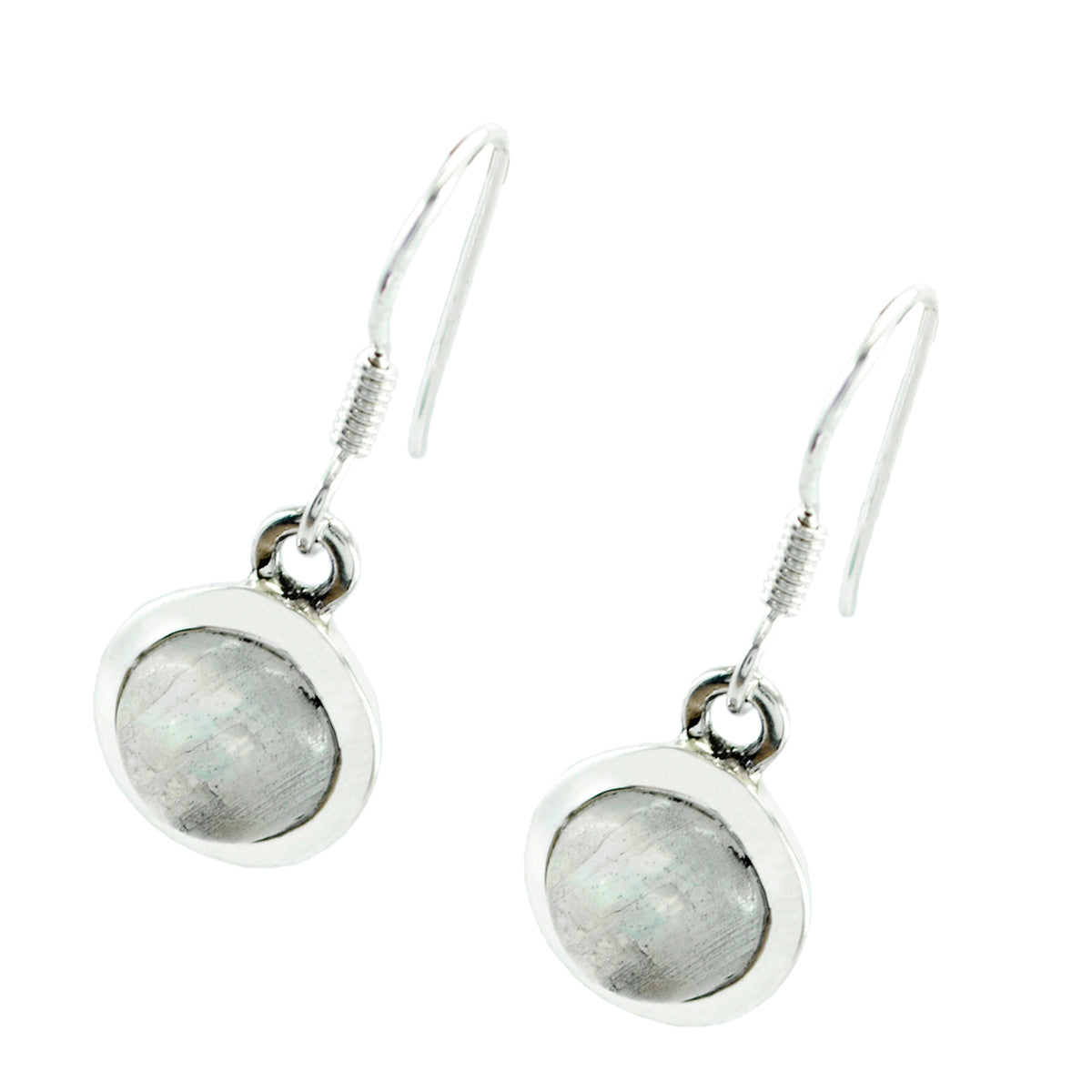 Boucles d'oreilles pendantes en argent sterling 925 blanc avec solitaire Joaquina et pierre de lune arc-en-ciel Image secondaire du produit