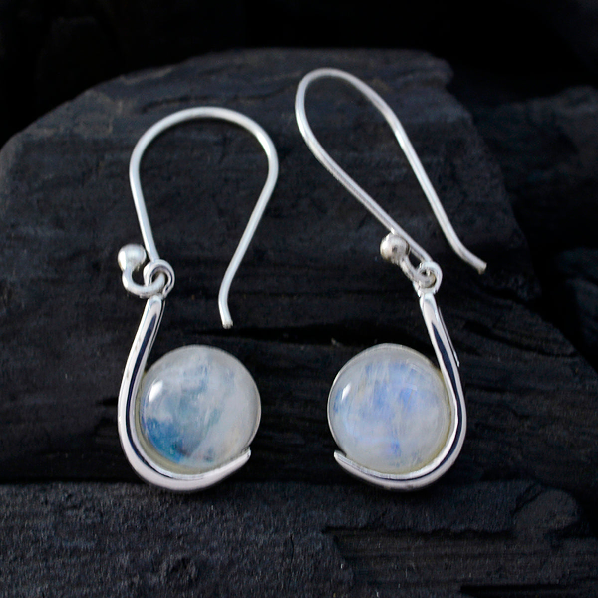 Regenbogen Mondstein Spanisch Laura Solitär Ohrhänger Weiß 925 Sterling Silber Zweitbild