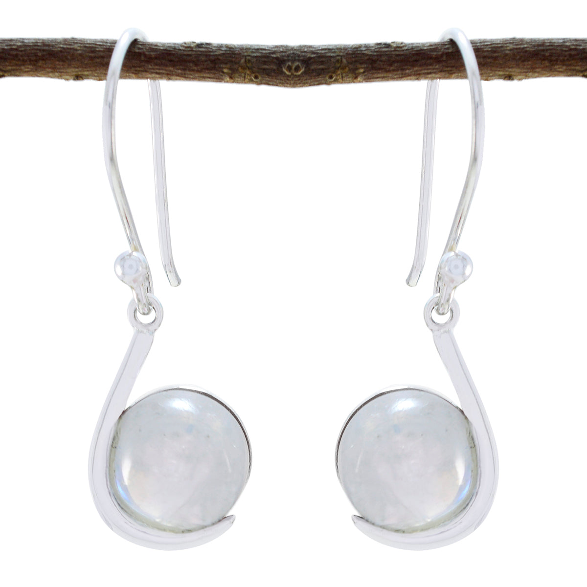 Rainbow-Moonstone-Spanish-Laura-Solitaire-Dangle-White-925-Sterling-Silver-Earring Главное изображение товара