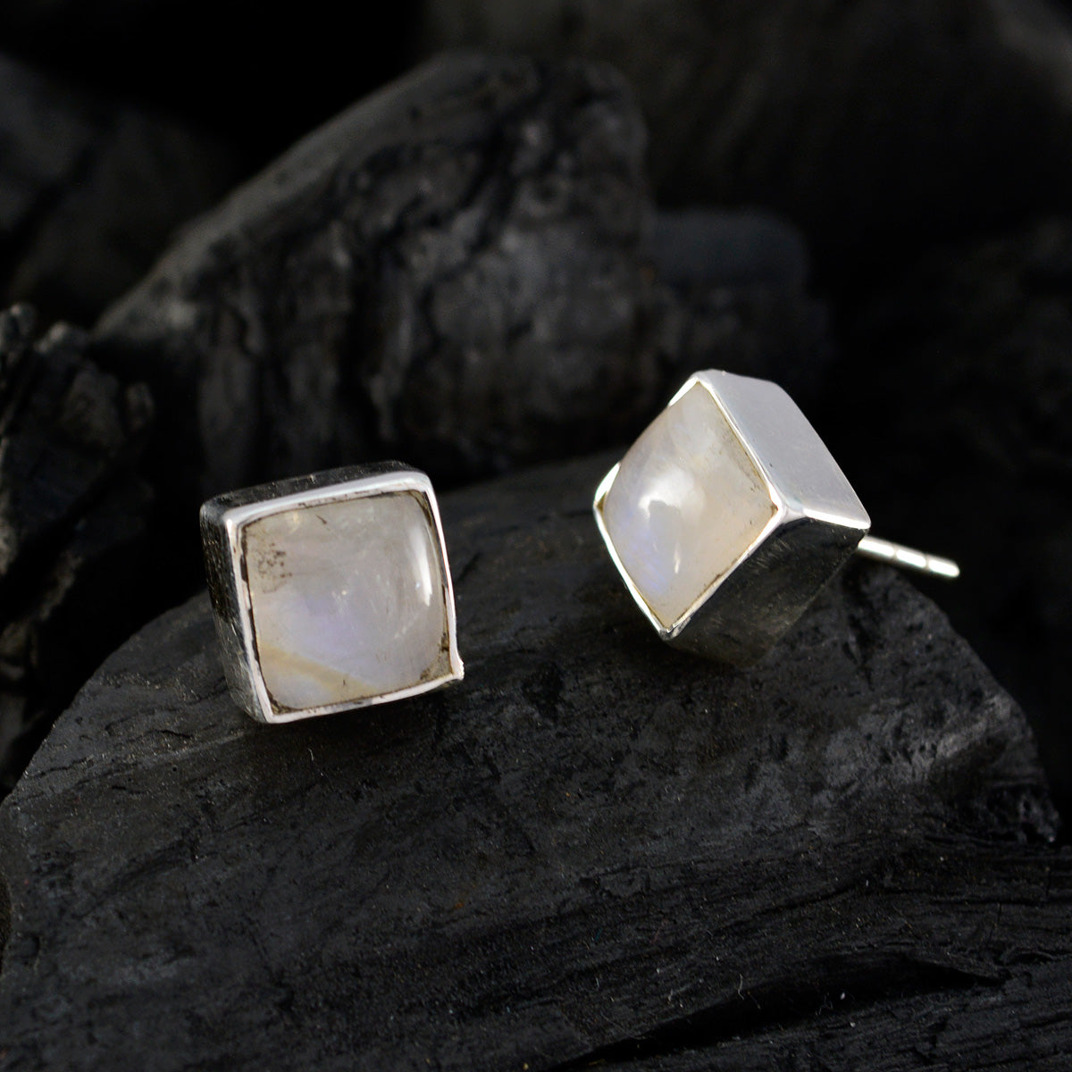Rainbow-Moonstone-French-Lourdes-Solitaire-Stud-White-Sterling-Silver-Earring