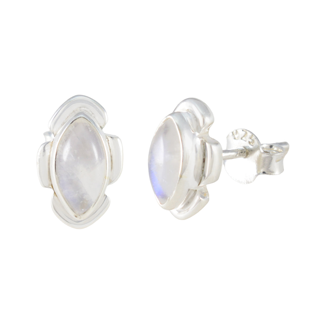 Rainbow-Moonstone-African-Luisa-Solitaire-Stud-White-Silver-Earring