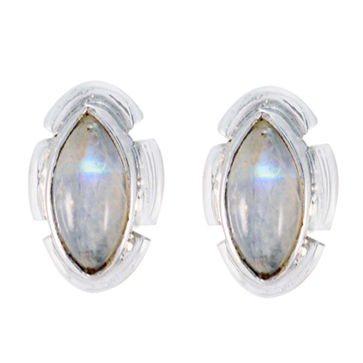 Rainbow-Moonstone-African-Luisa-Solitaire-Stud-White-Silver-Earring