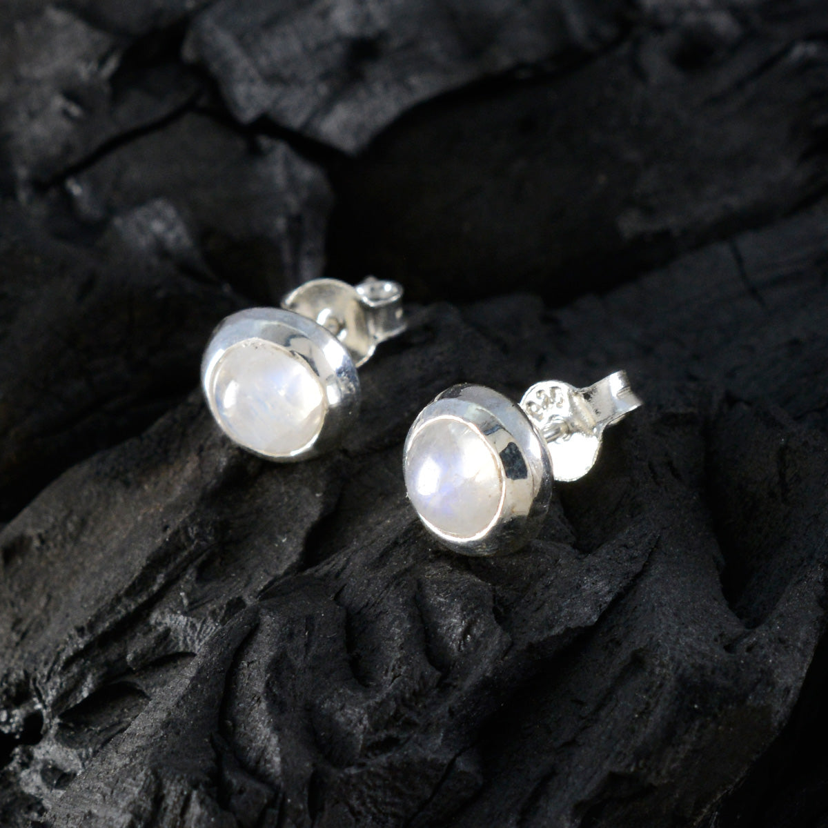 Rainbow-Moonstone-Spanish-Ella-Solitaire-Stud-White-925-Sterling-Silver-Earring