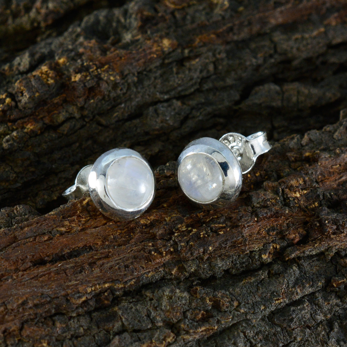 Rainbow-Moonstone-Spanish-Ella-Solitaire-Stud-White-925-Sterling-Silver-Earring