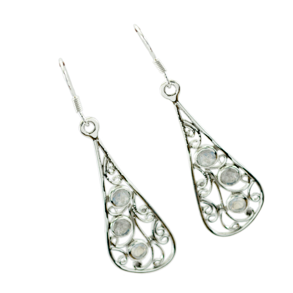 Rainbow-Moonstone-Spanish-Teresa-multiple-Dangle-White-Silver-Earring