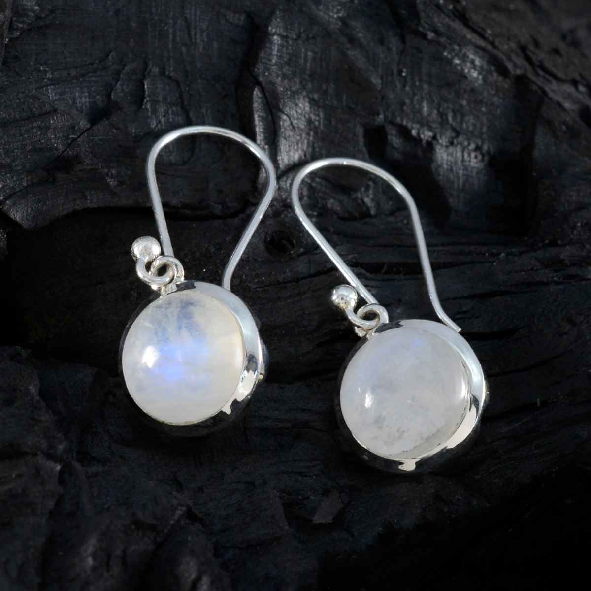 Boucles d'oreilles pendantes en argent sterling 925 blanc avec pierre de lune arc-en-ciel et Claire d'Amérique latine Image secondaire du produit