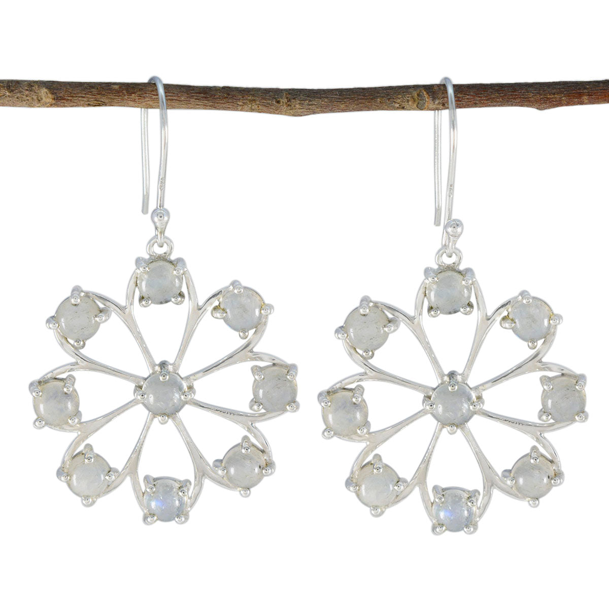 Rainbow-Moonstone-French-Cecilia-multiple-Dangle-White-925-Silver-Earring Huvudsaklig produktbild