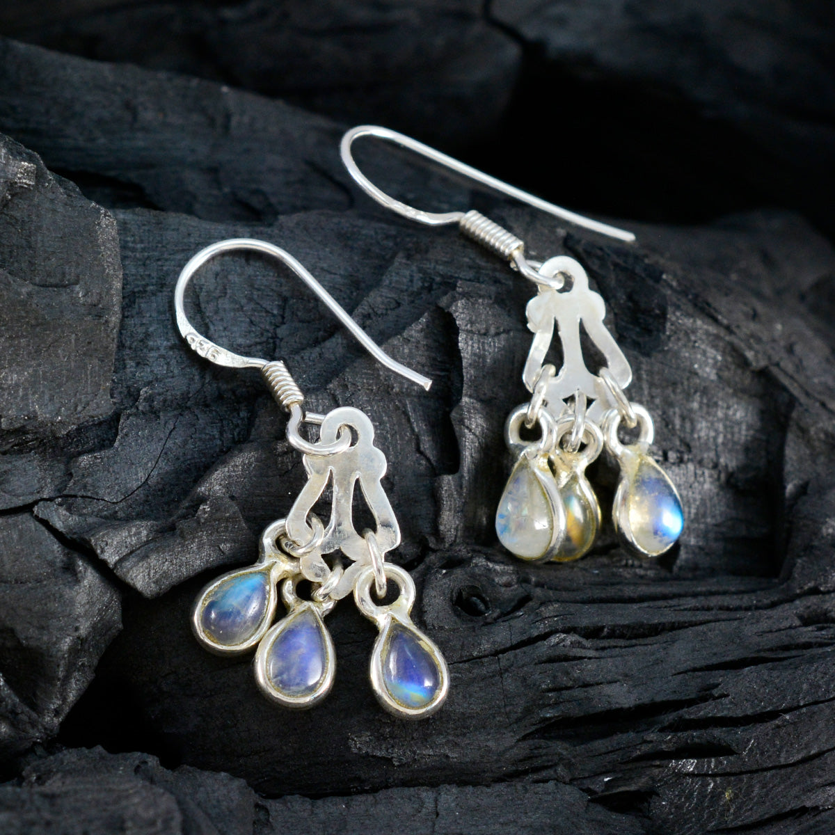 Rainbow-Moonstone-American-María-multiple-Dangle-White-925-Silver-Earring