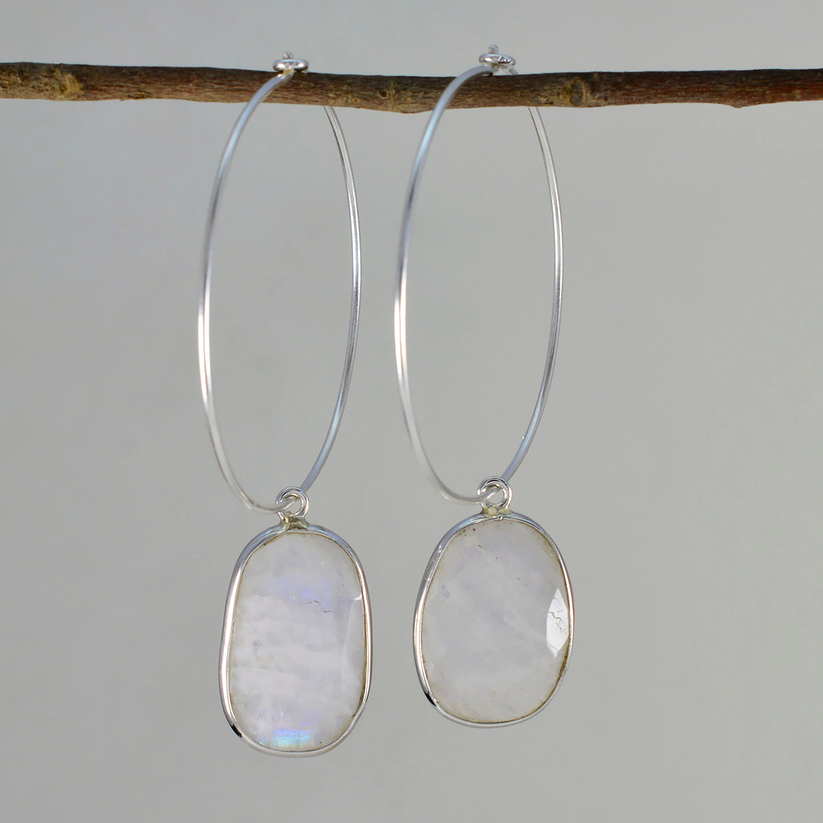 Rainbow Moonstone Middle Eastern Paula multiple Dangle White 925 Sterling Silver Earring Secondary image