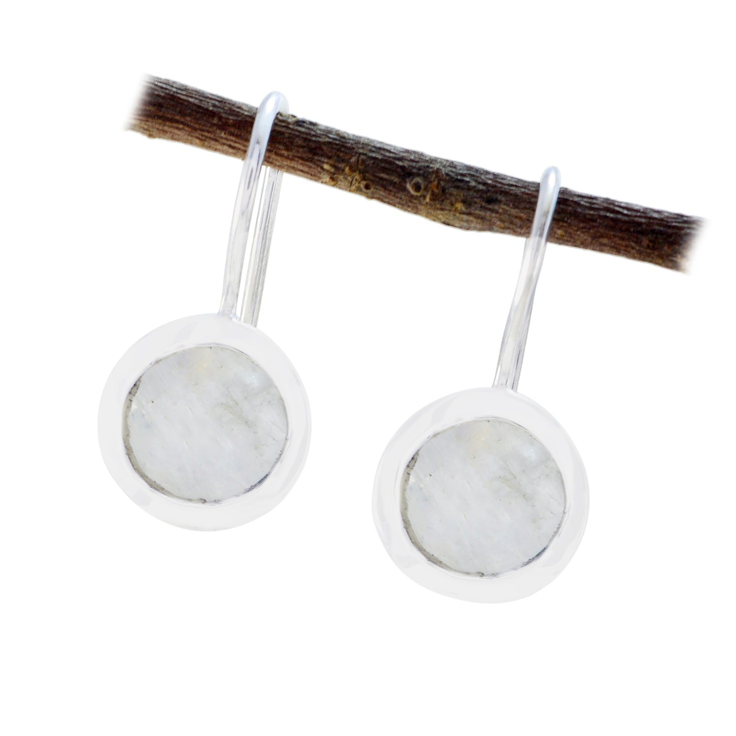 Rainbow Moonstone Mexican Camila Solitaire Dangle White 92.5 Silver Earring Второстепенное изображение товара