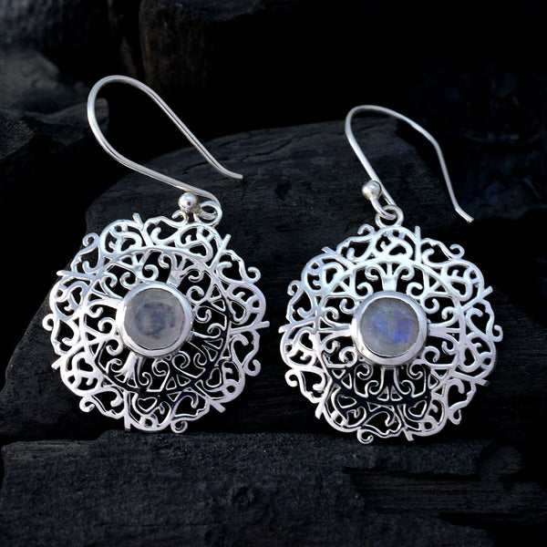 Rainbow-Moonstone-Latin-American-Mila-Solitaire-Dangle-White-92.5-Silver-Earring