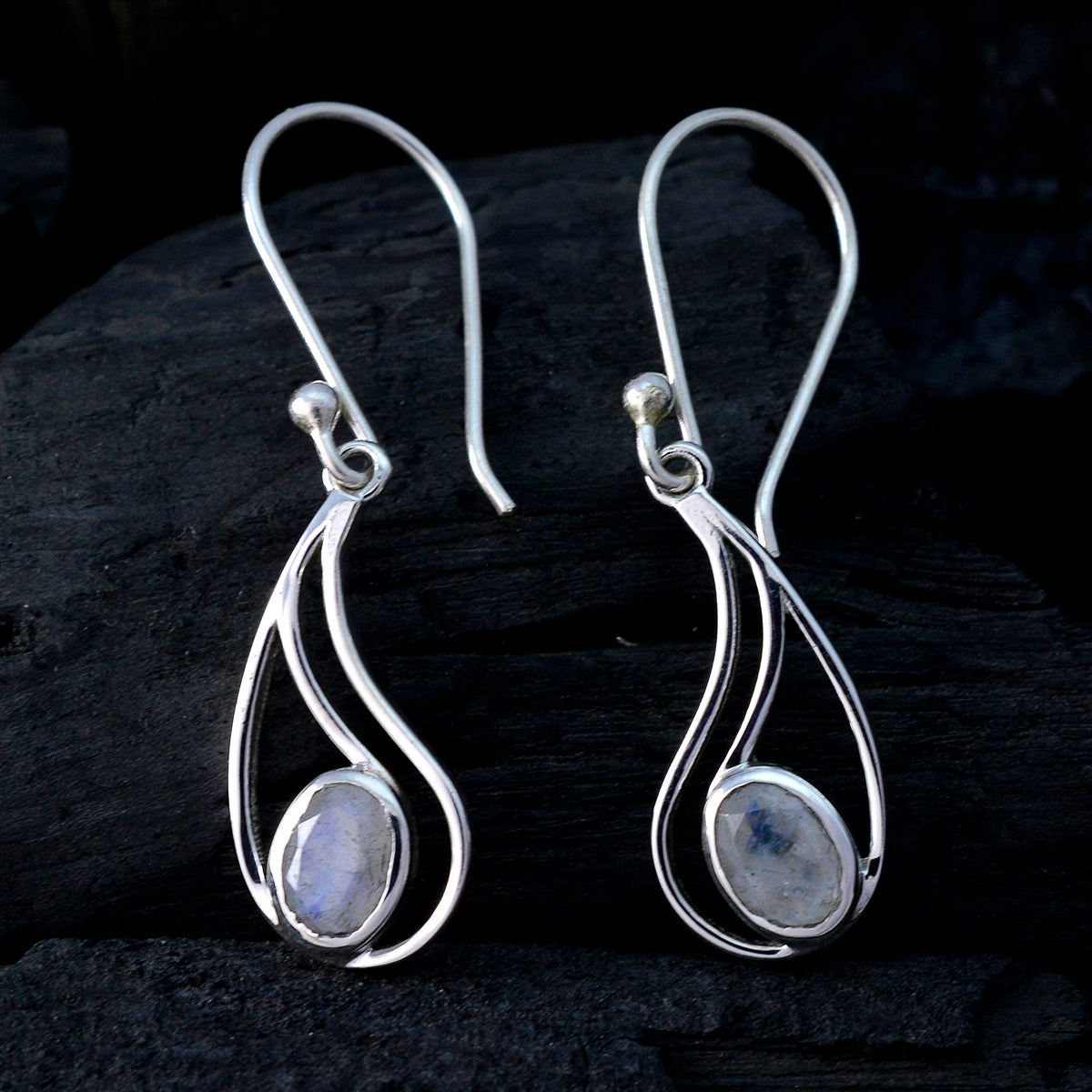 Rainbow-Moonstone-American-Abigail-Solitaire-Dangle-White-Silver-Earring