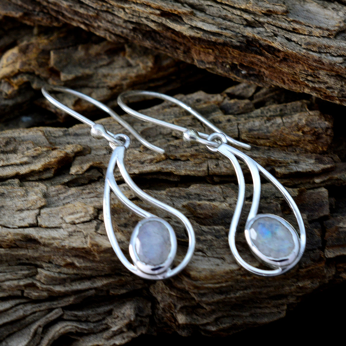 Rainbow-Moonstone-American-Abigail-Solitaire-Dangle-White-Silver-Earring