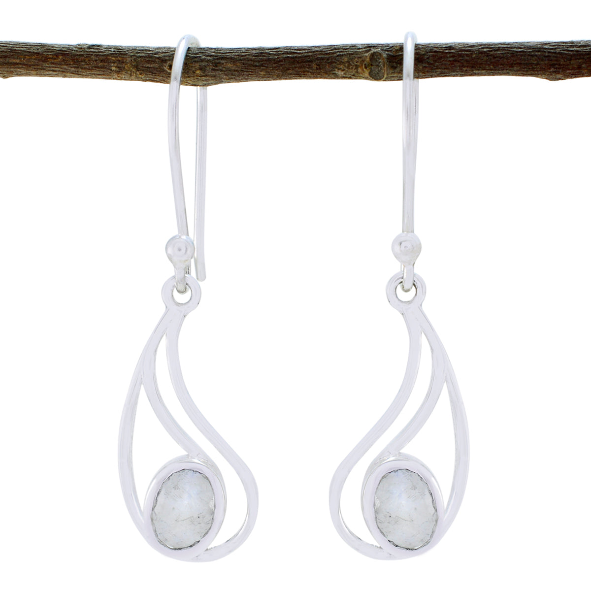 Rainbow-Moonstone-American-Abigail-Solitaire-Dangle-White-Silver-Earring Hoofdafbeelding