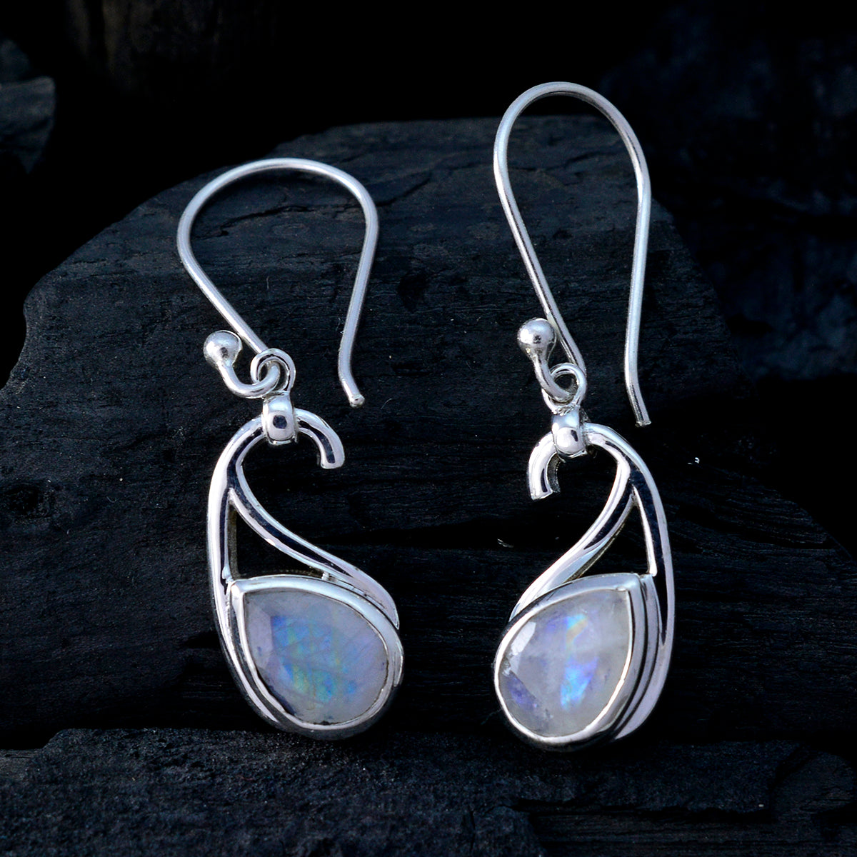 Rainbow-Moonstone-Korean-Addison-Solitaire-Dangle-White-Sterling-Silver-Earring