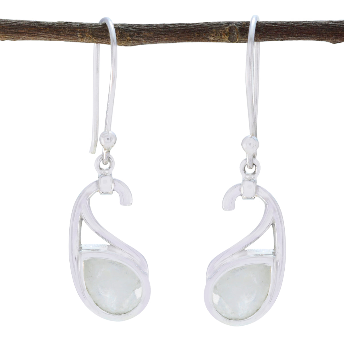 Rainbow-Moonstone-Korean-Addison-Solitaire-Dangle-White-Sterling-Silver-Earring メイン画像