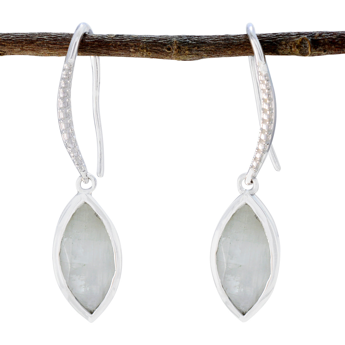Rainbow-Moonstone-Japanese-Agnes-Solitaire-Dangle-White-Sterling-Silver-Earring メイン画像