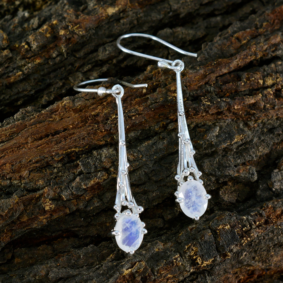 Rainbow-Moonstone-Italian-Alice-Solitaire-Dangle-White-925-Silver-Earring