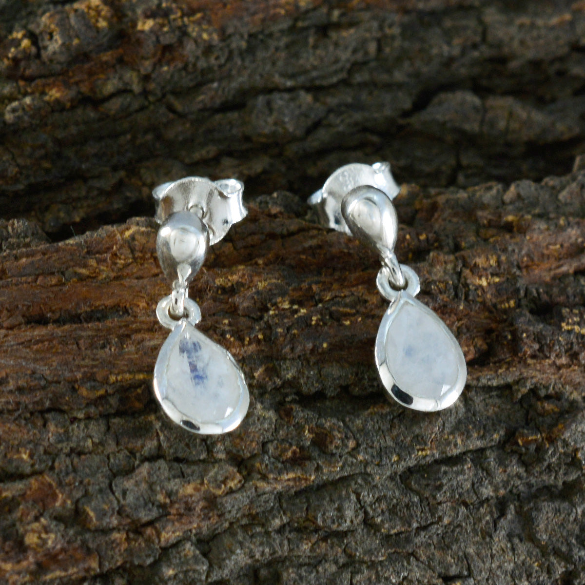 Rainbow-Moonstone-Korean-Chen-Solitaire-Stud-White-925-Silver-Earring