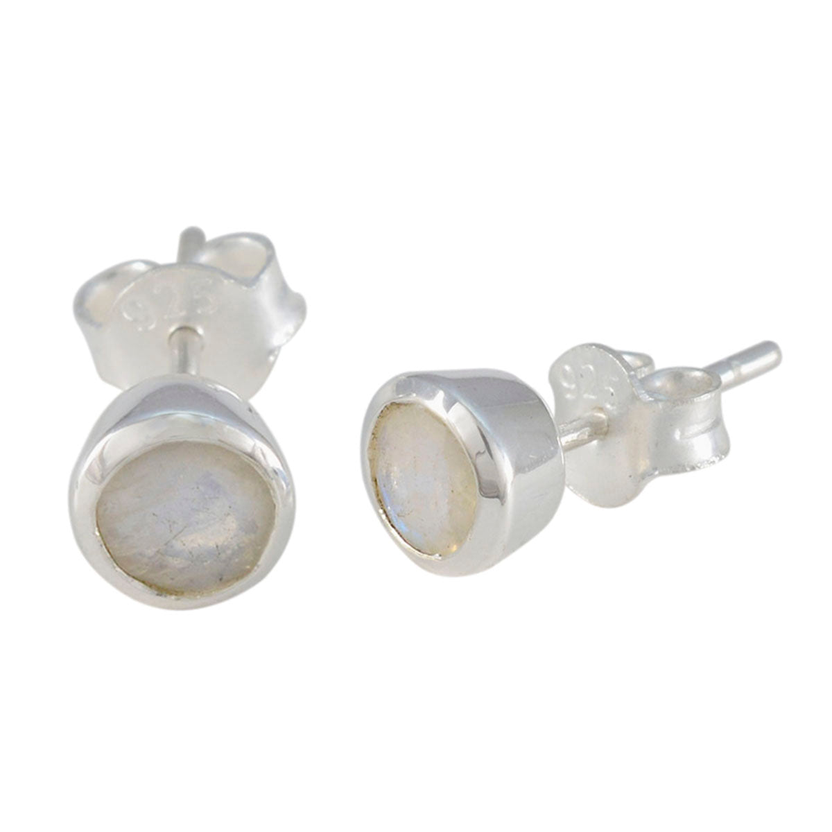 Pendiente solitario italiano Clara de piedra lunar arcoíris en plata 925 blanca Imagen secundaria del producto