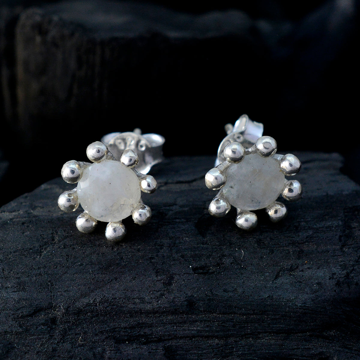 Rainbow-Moonstone-Italian-Isabella-Solitaire-Stud-White-925-Sterling-Silver-Earring