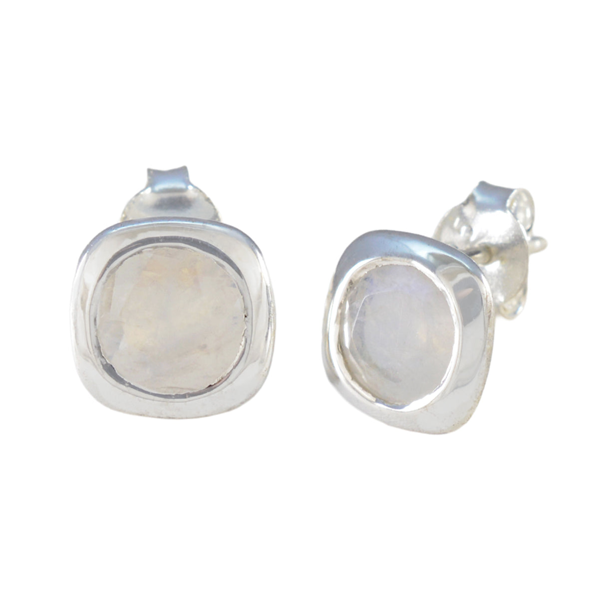 Rainbow Moonstone American María Solitaire Stud White Sterling Silver Earring Второстепенное изображение товара