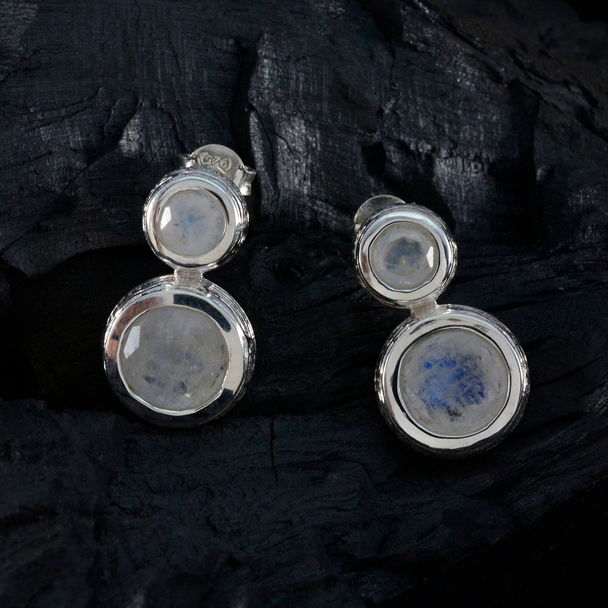 Rainbow-Moonstone-Middle-Eastern-Emilia-Toi-et-Moi-Stud-White-925-Silver-Earring